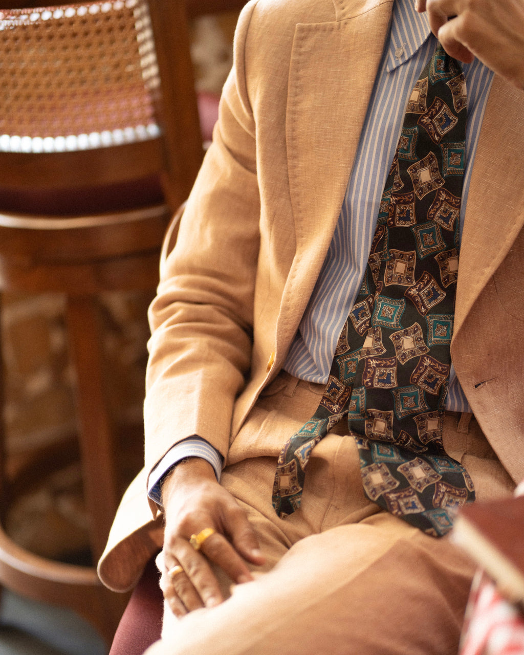 Sandstone Classic Flap Pocket Linen Suit