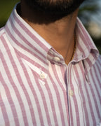 Monterosso Lavender Cotton-Linen Stripe Shirt