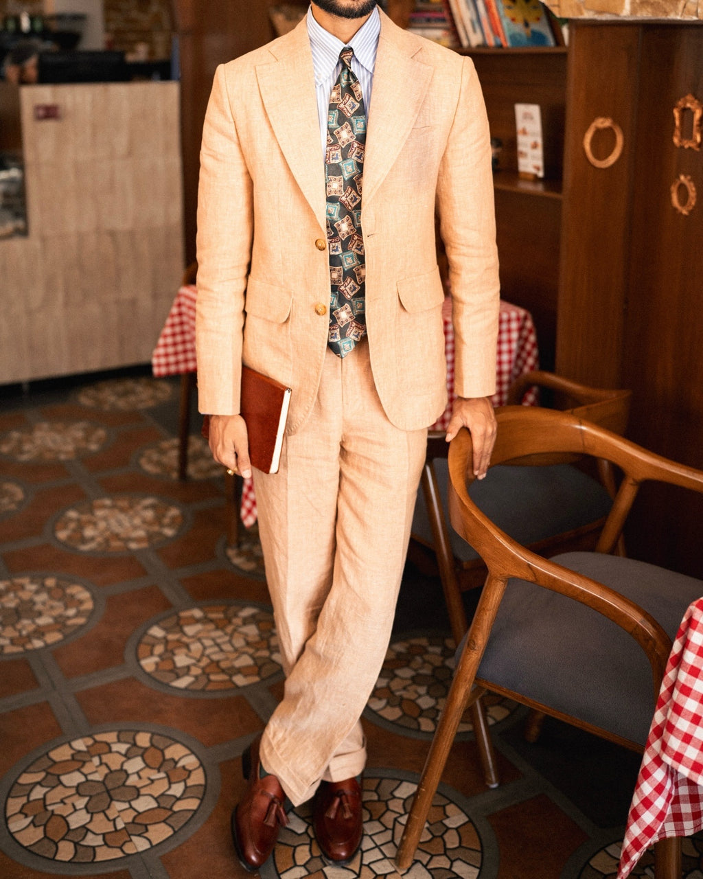 Sandstone Classic Flap Pocket Linen Suit