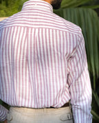 Monterosso Lavender Cotton-Linen Stripe Shirt