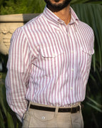 Monterosso Lavender Cotton-Linen Stripe Shirt