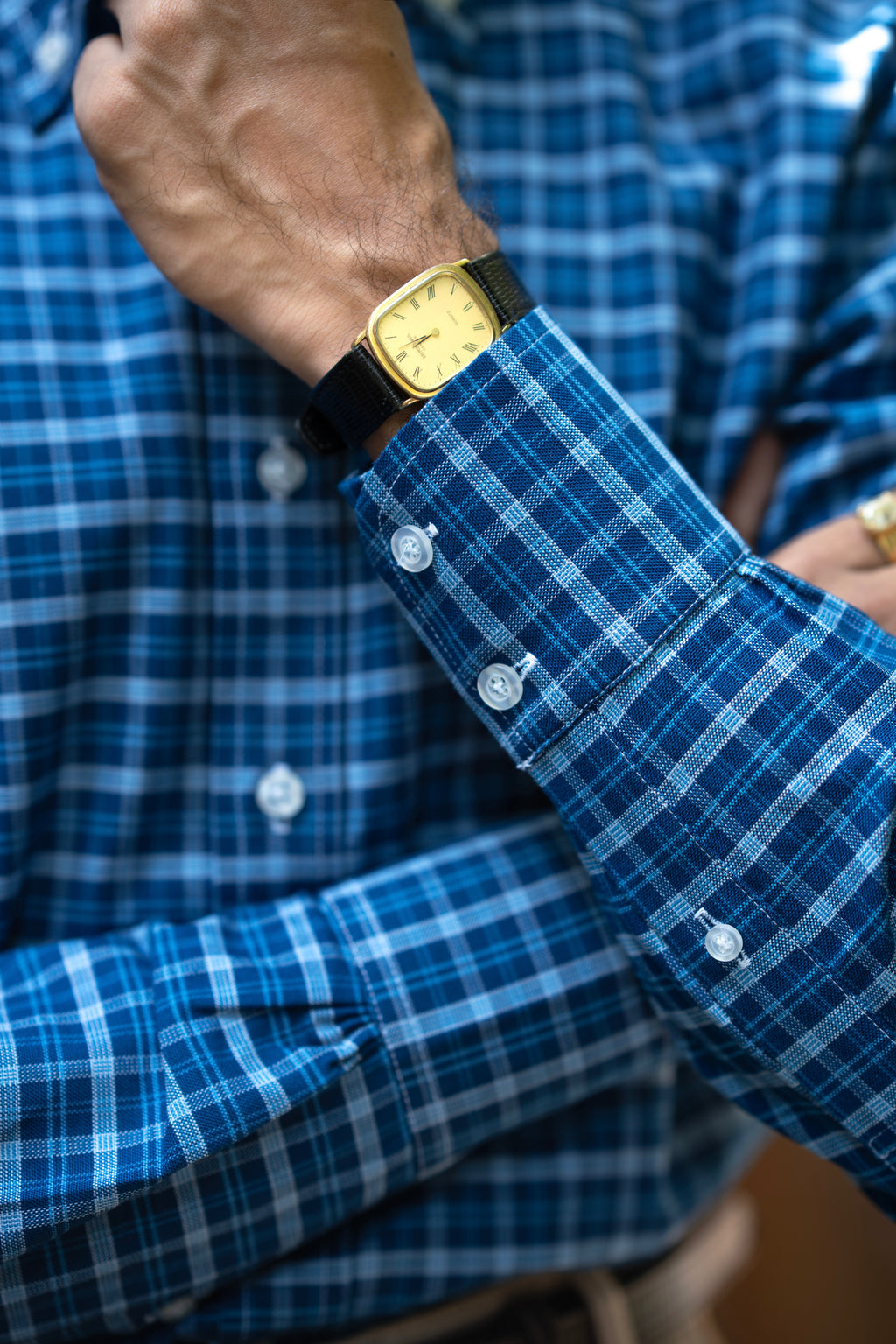 Vestombrey Signature Blue Oxford Check Shirt