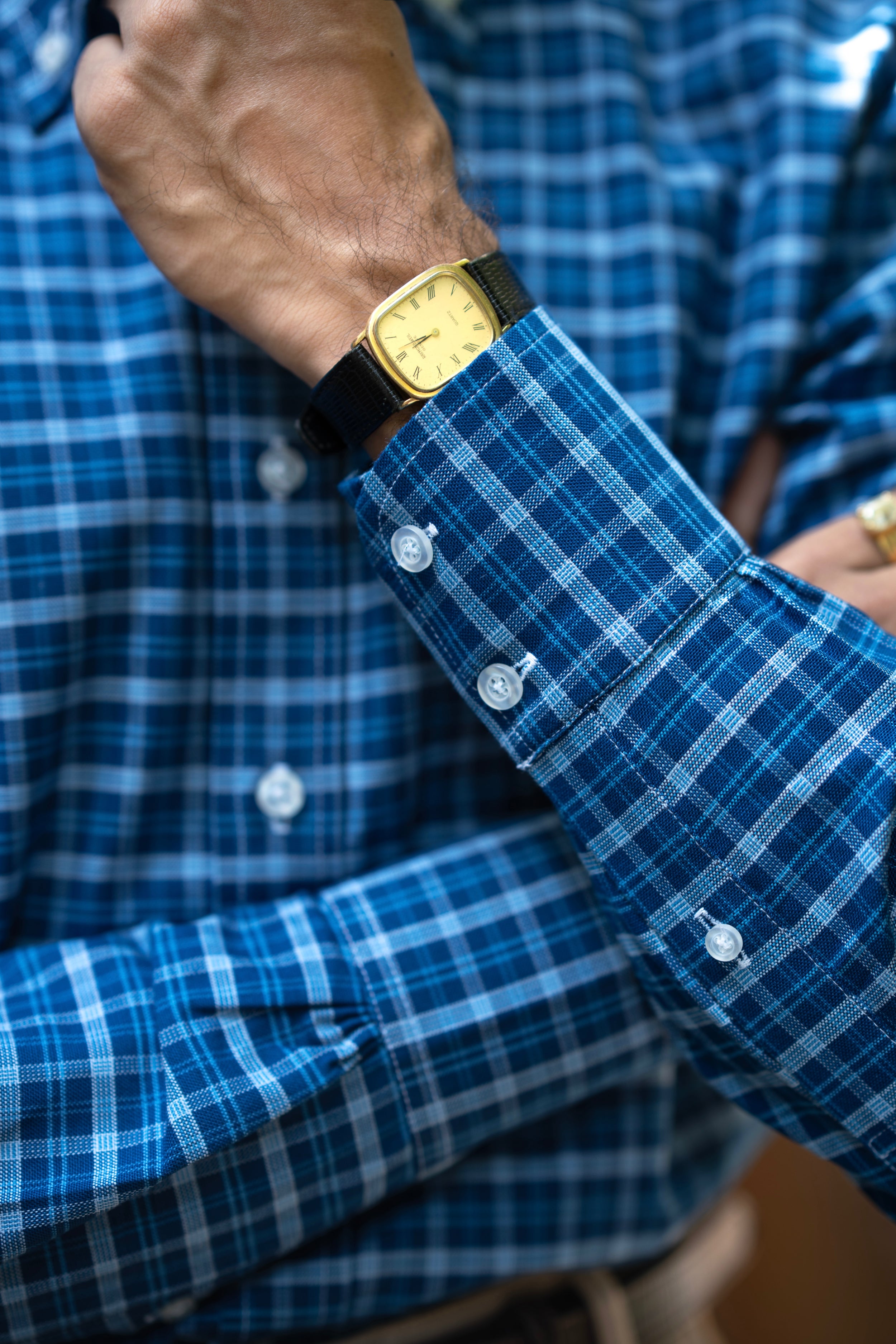 Vestombrey Signature Blue Oxford Check Shirt