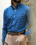VESTOMBREY SIGNATURE BLUE OXFORD CHECK SHIRT