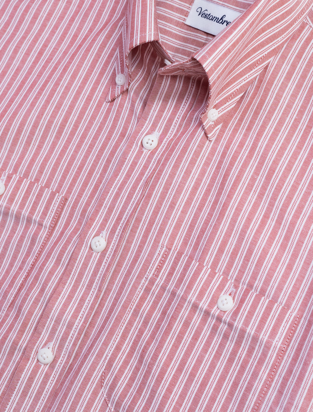 Crimson Striped Double Pocket Oxford Shirt
