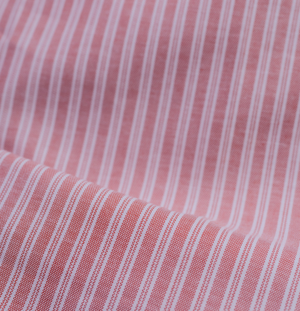 Crimson Striped Double Pocket Oxford Shirt
