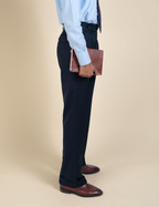 TRIESTE NAVY DOUBLE PLEATED TROUSERS