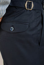 TRIESTE NAVY DOUBLE PLEATED TROUSERS