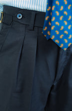 TRIESTE NAVY DOUBLE PLEATED TROUSERS