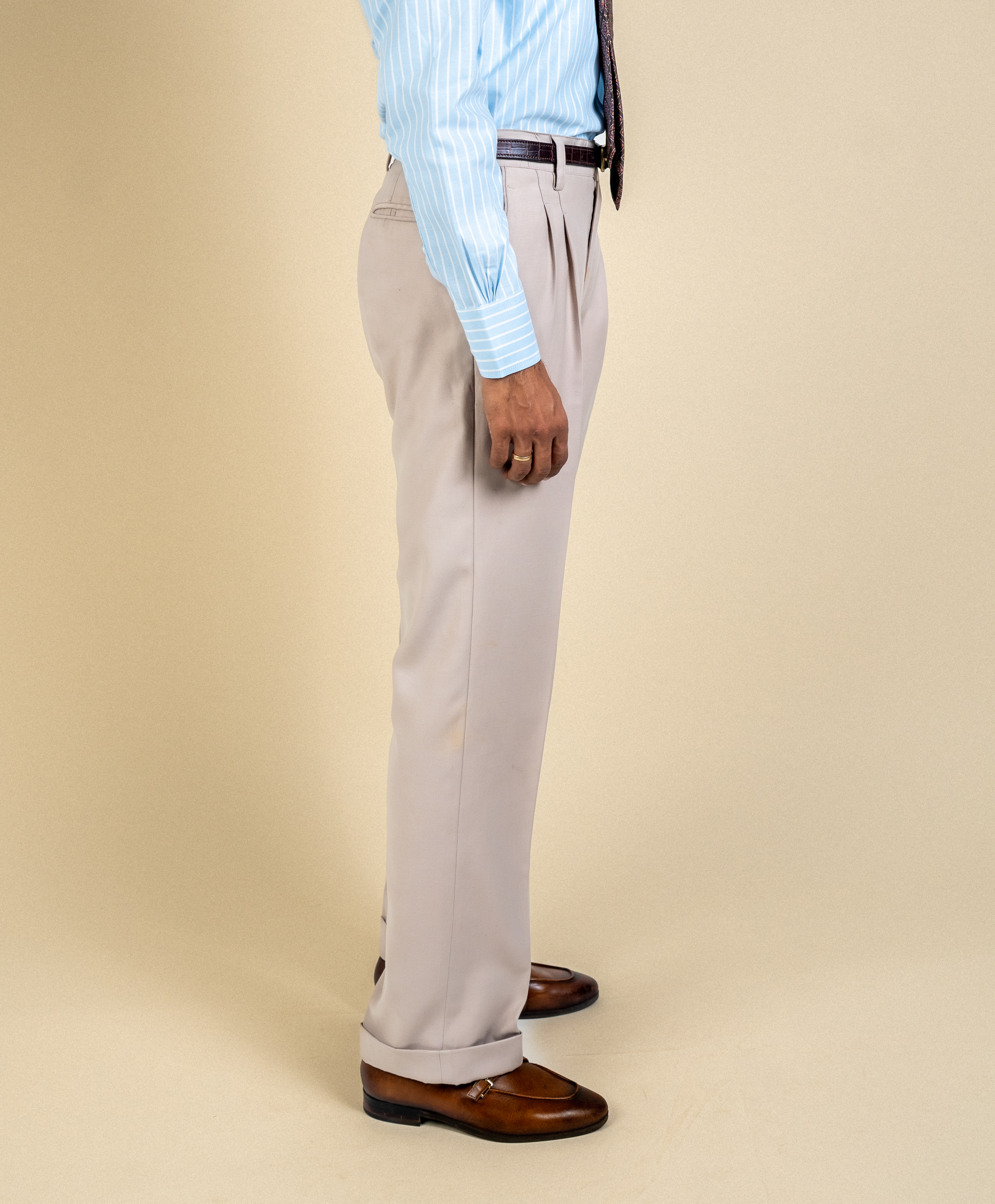 Verona Classic Sand Double Pleated Trousers