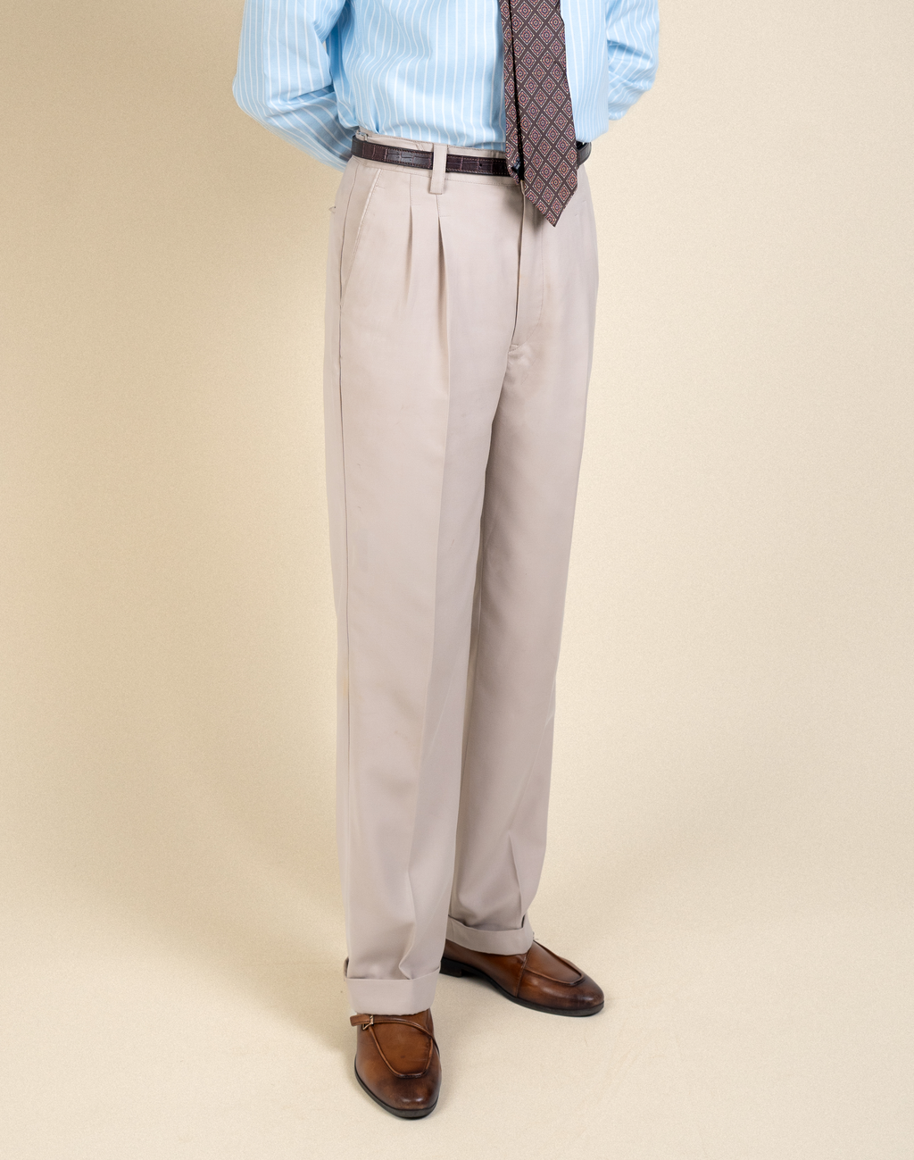Verona Classic Sand Double Pleated Trousers