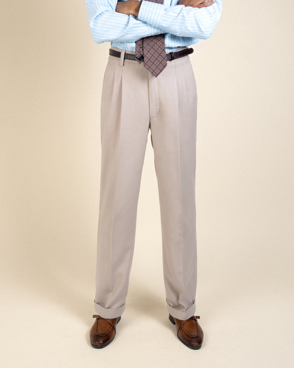 Verona Classic Sand Double Pleated Trousers