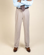 VERONA CLASSIC SAND DOUBLE PLEATED TROUSERS