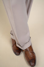 VERONA CLASSIC SAND DOUBLE PLEATED TROUSERS