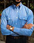 RIVATO STRIPED DOUBLE POCKET SHIRT