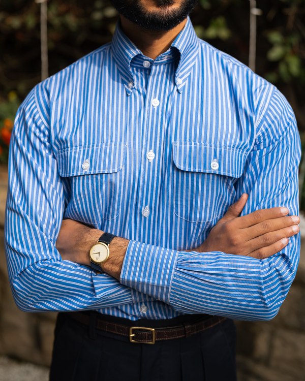 RIVATO STRIPED DOUBLE POCKET SHIRT