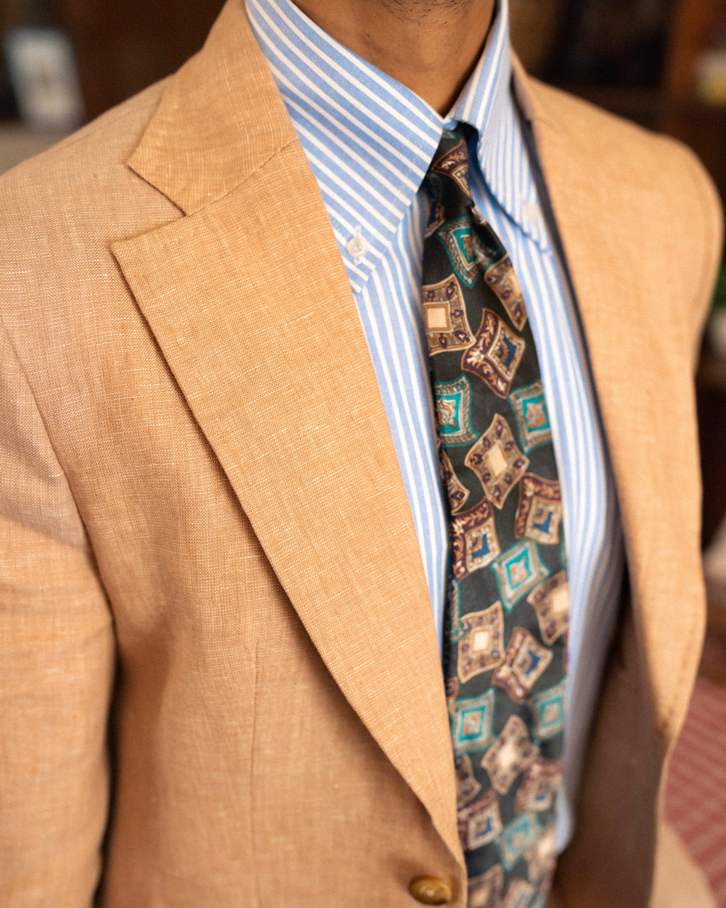 Sandstone Classic Flap Pocket Linen Suit